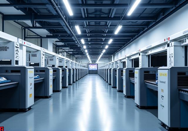 Modern document management and print center with professional equipment
